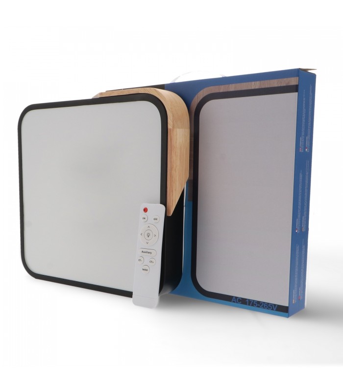 Plafón Wood Square Negro/Madera 24W 2400Lm CCT