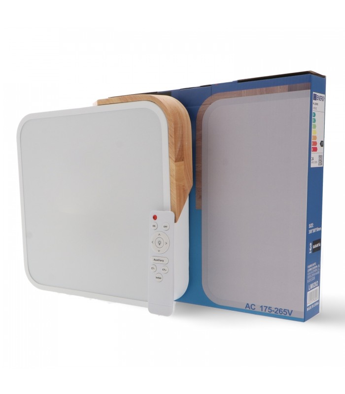 Plafón Wood Square Blanco/Madera 24W 2400Lm CCT