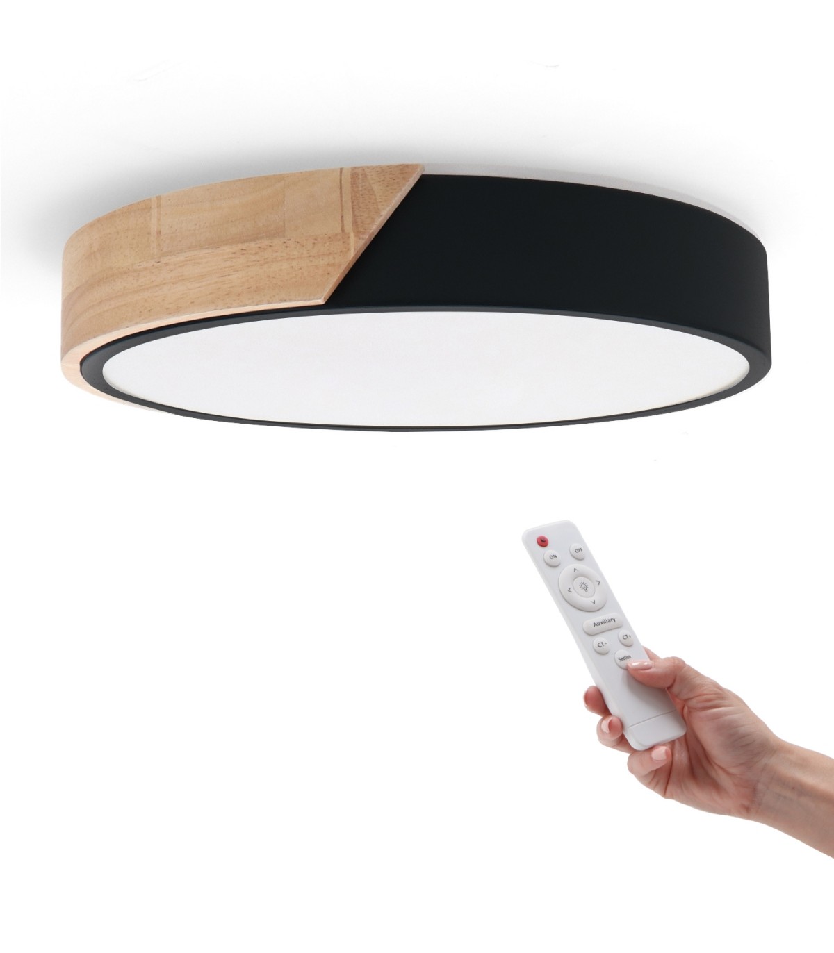 Plafón Wood Round Negro/Madera 24W 2400Lm CCT