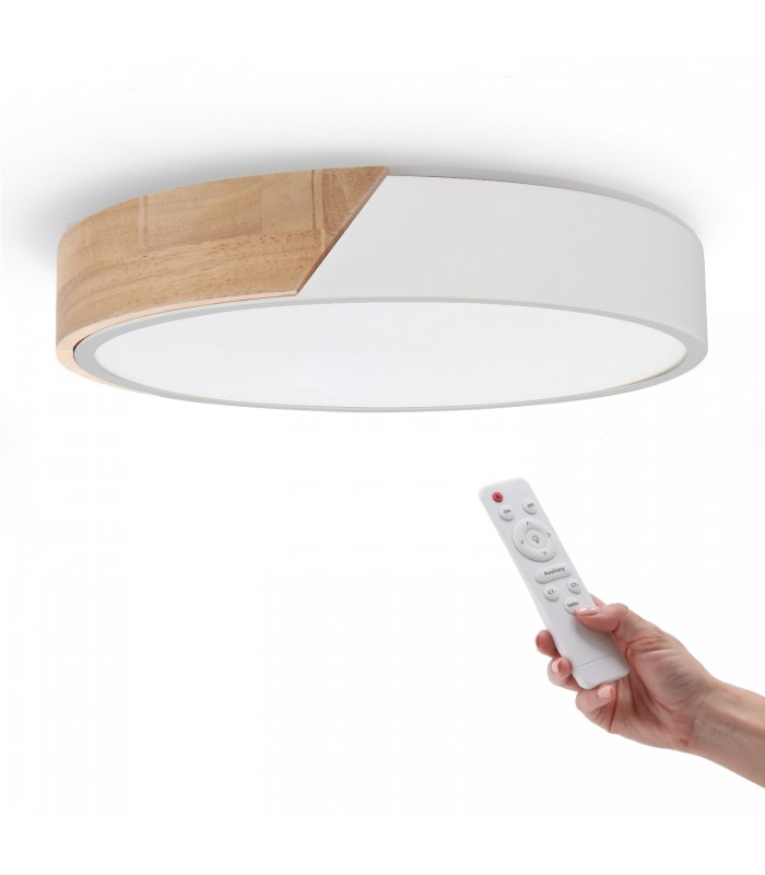 Plafón Wood Round Blanco/Madera 24W 2400Lm CCT