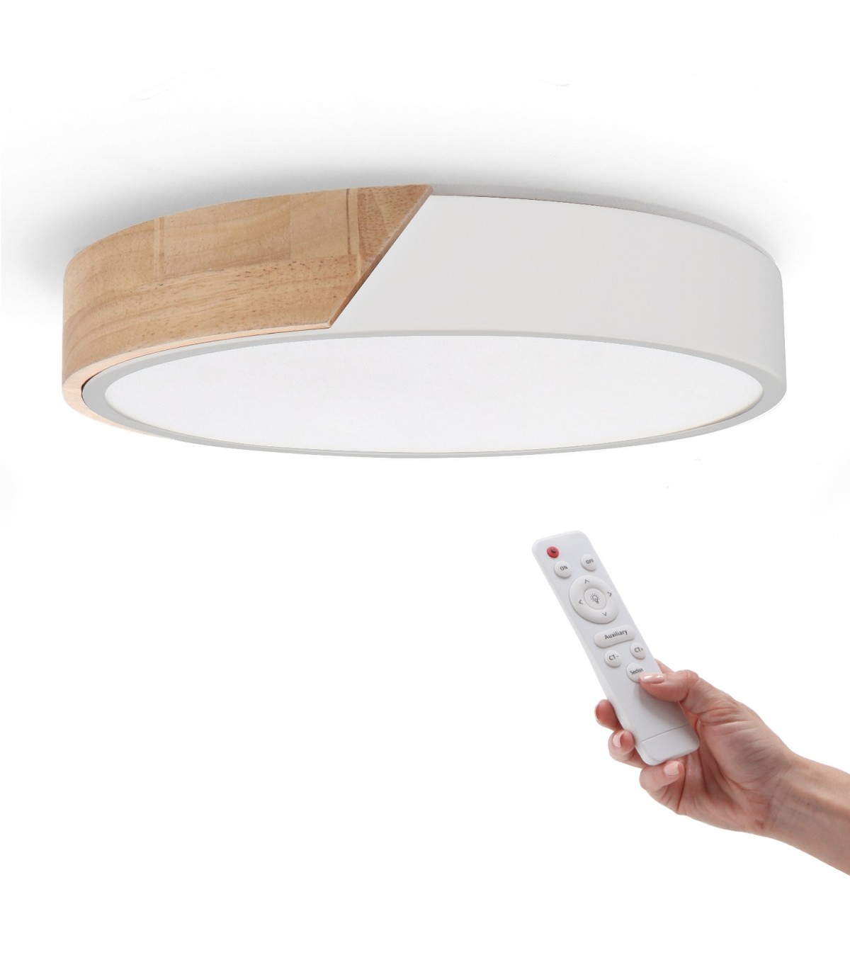 Plafón Wood Round Blanco/Madera 24W 2400Lm CCT