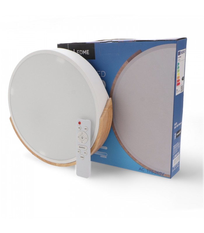 Plafón Wood Round Blanco/Madera 24W 2400Lm CCT