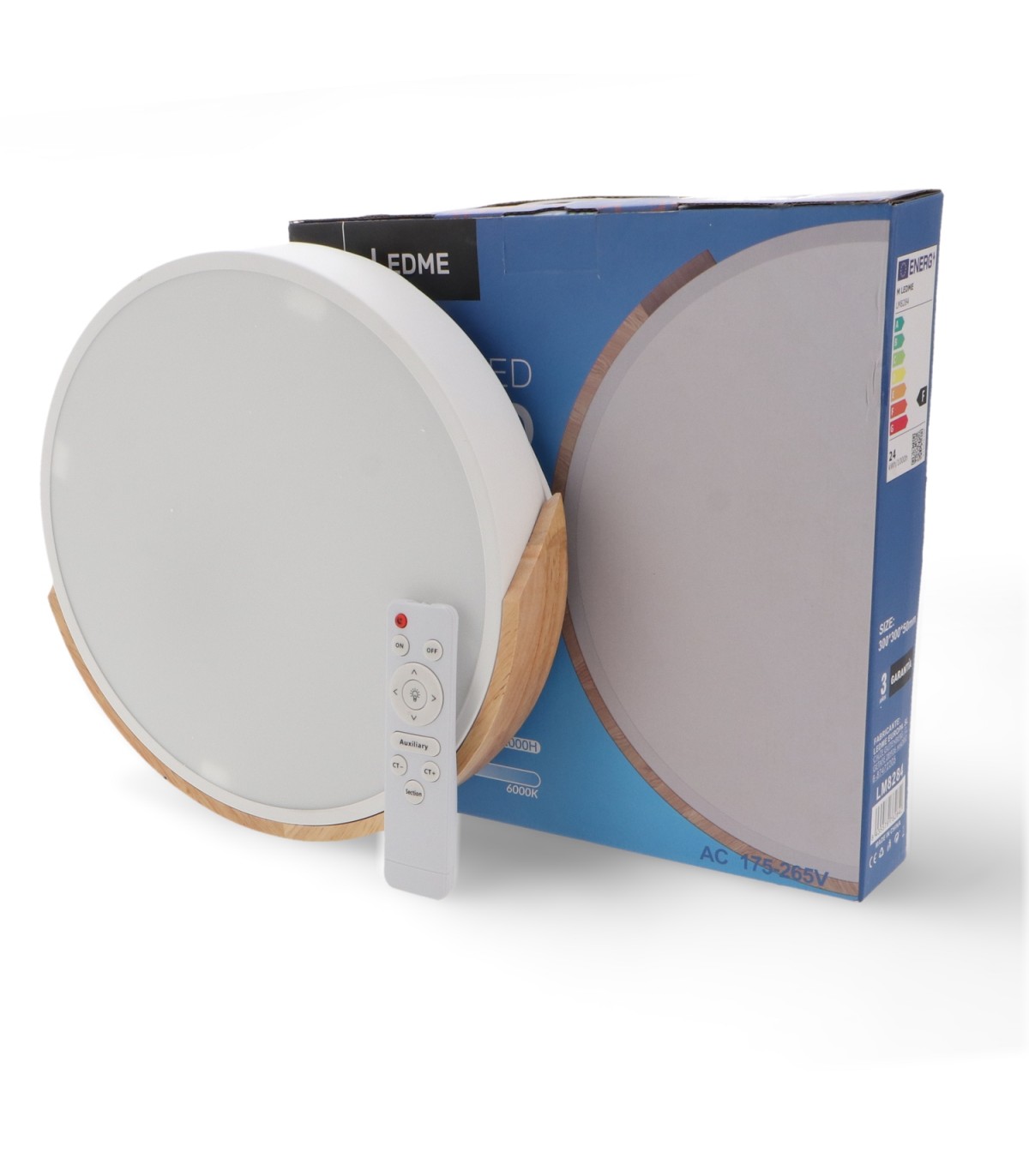Plafón Wood Round Blanco/Madera 24W 2400Lm CCT