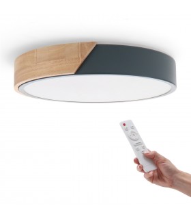 Plafón Wood Round Gris/Madera 24W 2400Lm CCT