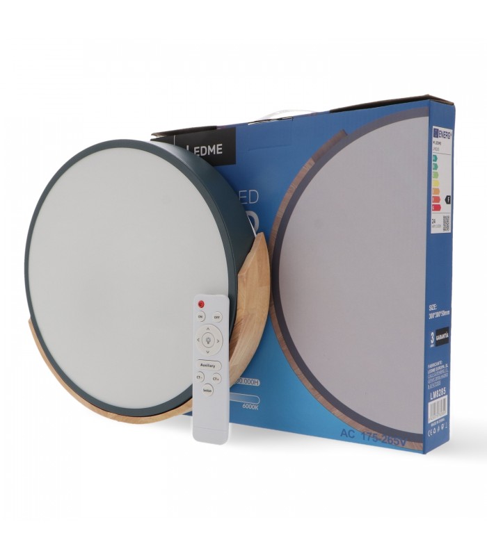 Plafón Wood Round Gris/Madera 24W 2400Lm CCT