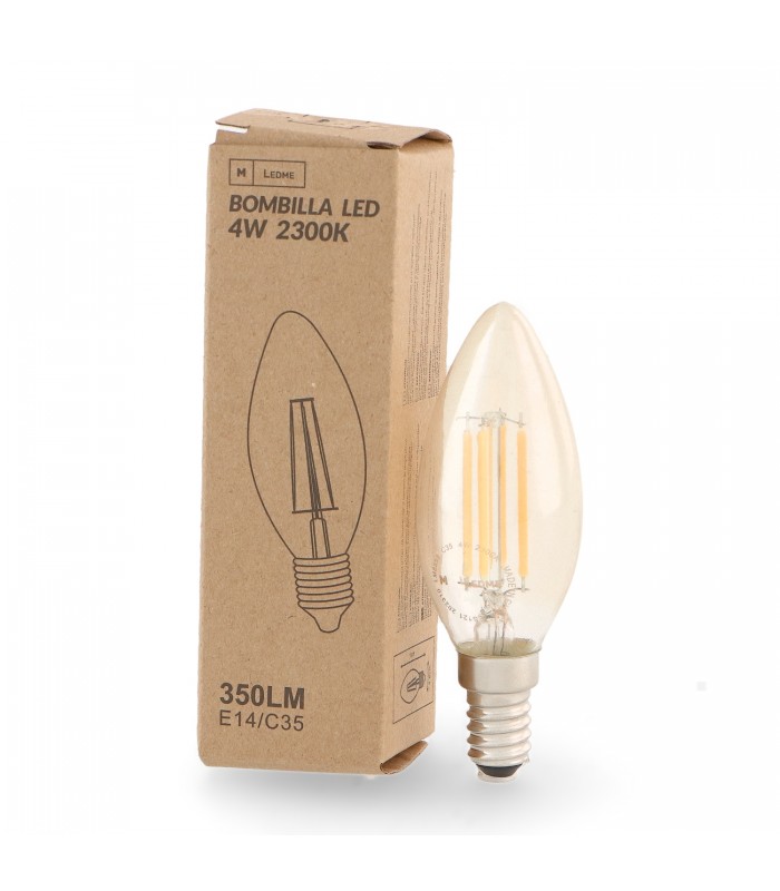 Bombilla Vela Led Filamento 4W 350LM  E14 Serie Vintage