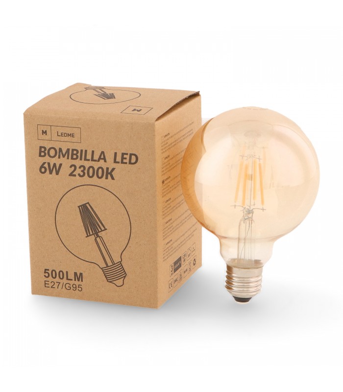 Bombilla Led Filamento G95 6W 500LM 330º E27 Serie Vintage
