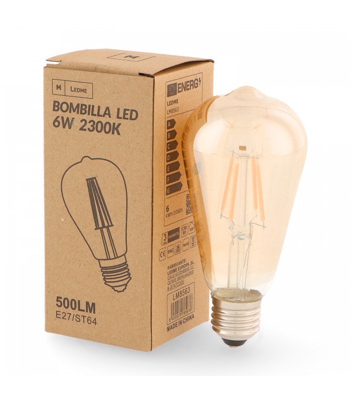 Bombilla Filamento Led ST64 6W 500LM 330º E27 Serie Vintage