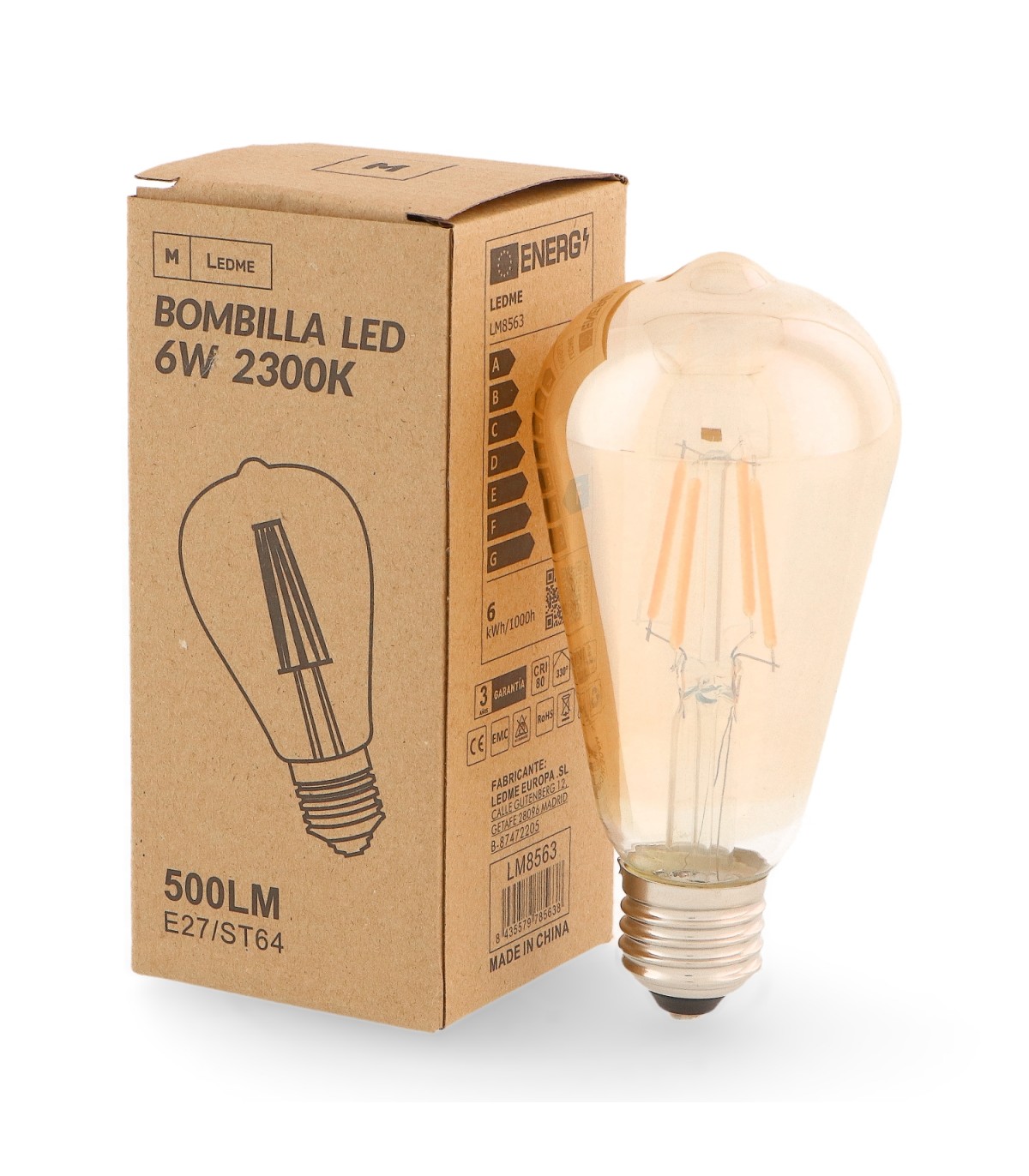 Bombilla Filamento Led ST64 6W 500LM 330º E27 Serie Vintage