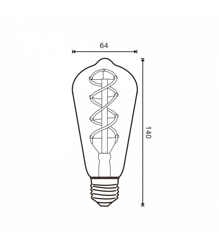 Bombilla Filamento Espiral ST64 4W 350Lm 330º E27 Serie Vintage