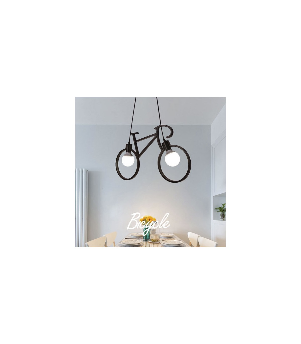 Lámpara De Techo Bicycle Vintage 2xE27 IP20 Negro