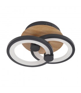 Plafón Led SYDNEY 32W 4160Lm Negro/Madera Oscura CCT