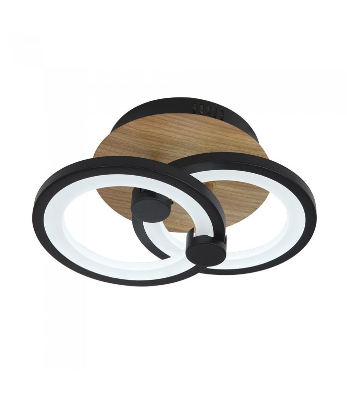 Plafón Led SYDNEY 32W 4160Lm Negro/Madera Oscura CCT