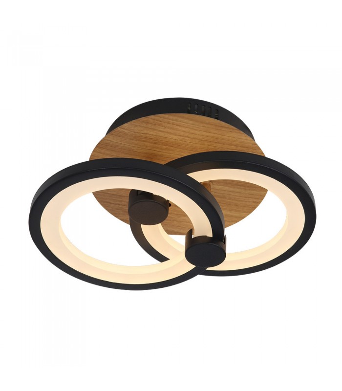 Plafón Led SYDNEY 32W 4160Lm Negro/Madera Oscura CCT