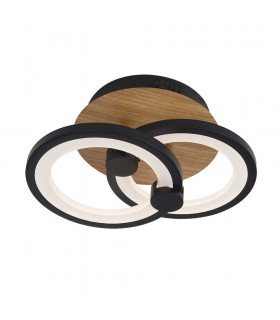 Plafón Led SYDNEY 32W 4160Lm Negro/Madera Oscura CCT
