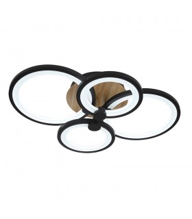 Plafón Led SYDNEY 76W 10260Lm Negro/Madera Oscura CCT