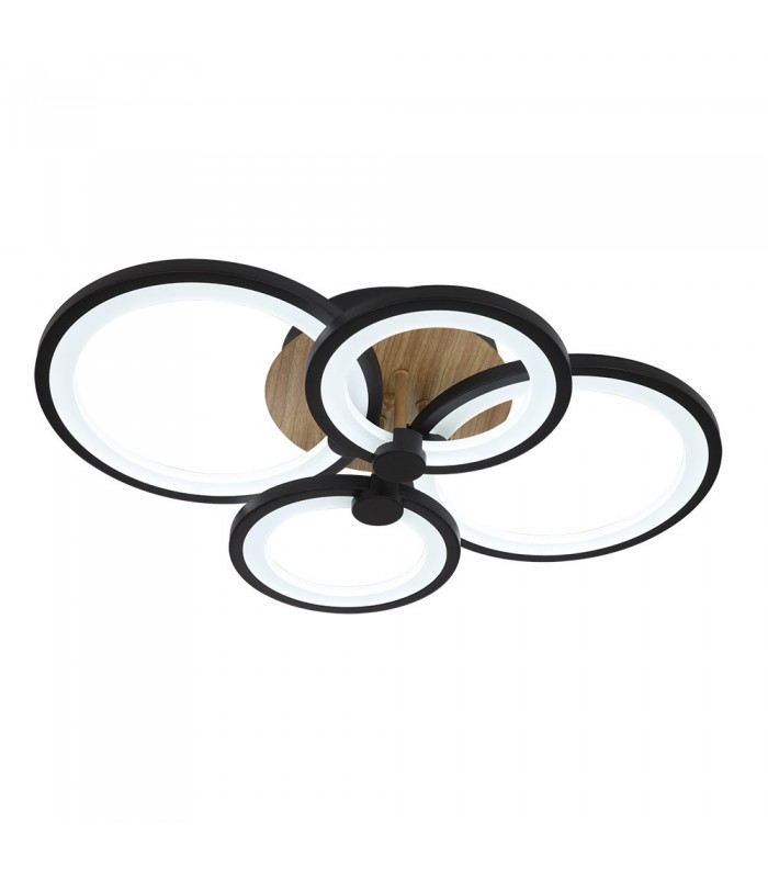 Plafón Led SYDNEY 76W 10260Lm Negro/Madera Oscura CCT
