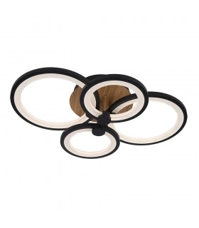 Plafón Led SYDNEY 76W 10260Lm Negro/Madera Oscura CCT