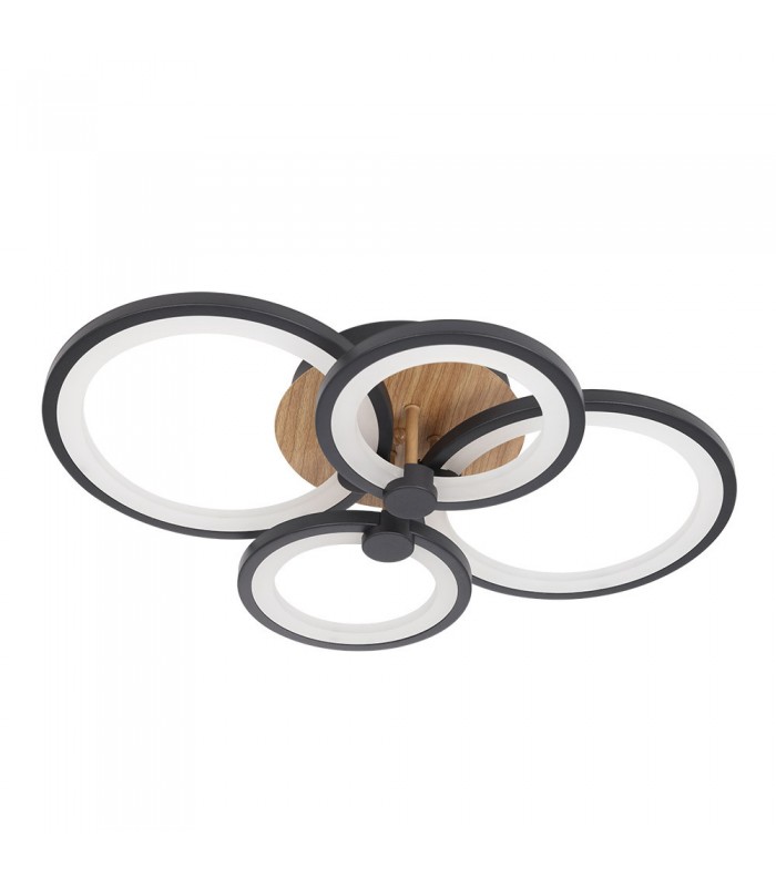 Plafón Led SYDNEY 76W 10260Lm Negro/Madera Oscura CCT