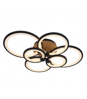 Plafón Led SYDNEY 134W 18090Lm Negro/Madera Oscura CCT