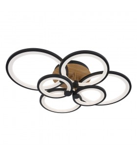 Plafón Led SYDNEY 134W 18090Lm Negro/Madera Oscura CCT