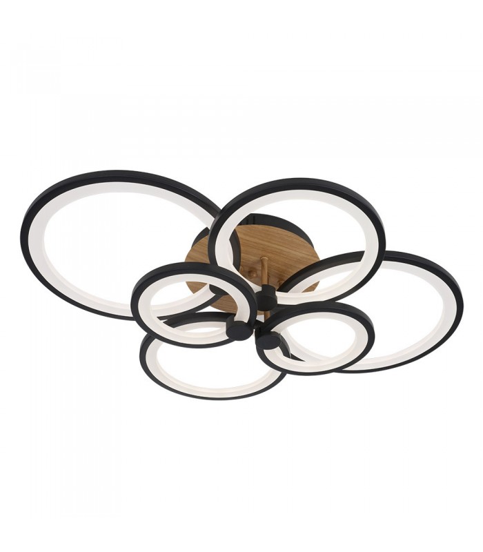 Plafón Led SYDNEY 134W 18090Lm Negro/Madera Oscura CCT