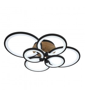 Plafón Led SYDNEY 134W 18090Lm Negro/Madera Oscura CCT
