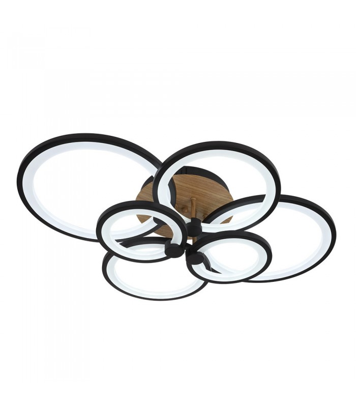 Plafón Led SYDNEY 134W 18090Lm Negro/Madera Oscura CCT