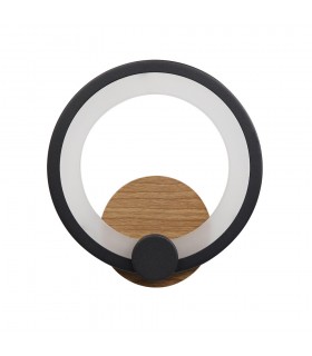 Aplique Pared Led SYDNEY 10W 1300Lm Negro/Madera Oscura