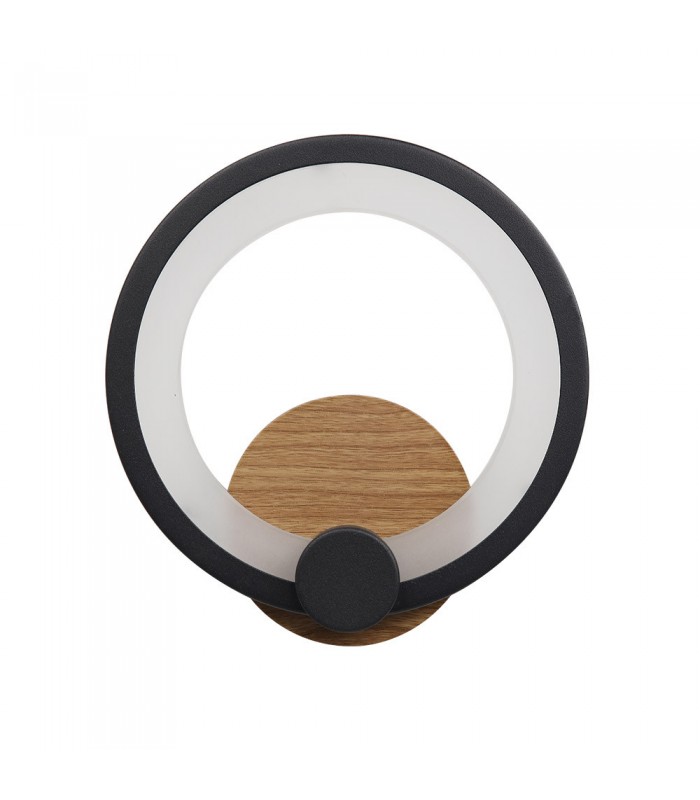 Aplique Pared Led SYDNEY 10W 1300Lm Negro/Madera Oscura