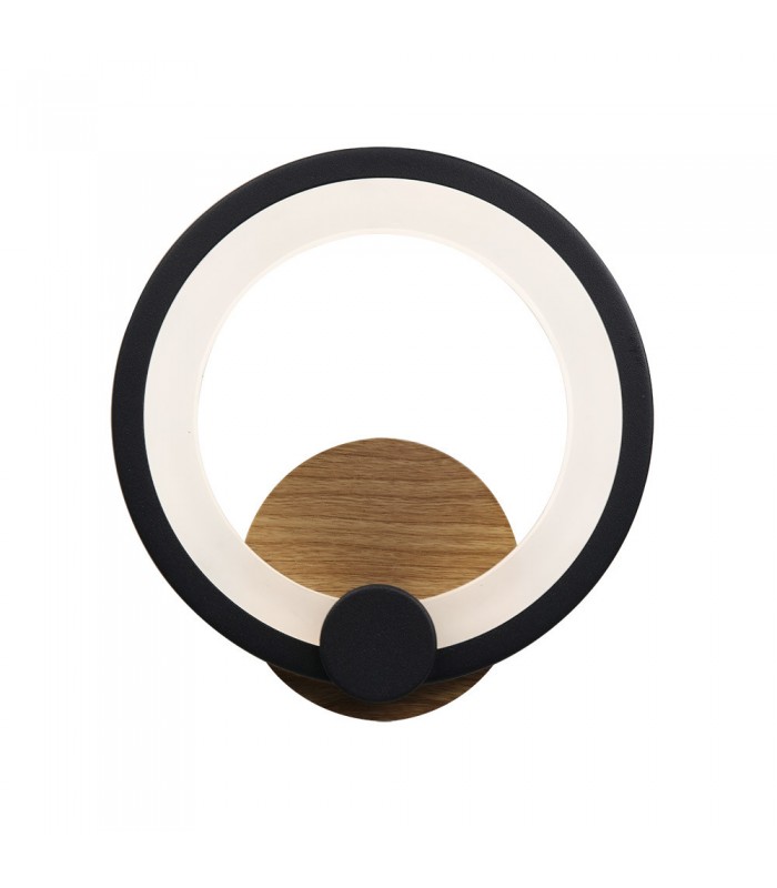 Aplique Pared Led SYDNEY 10W 1300Lm Negro/Madera Oscura