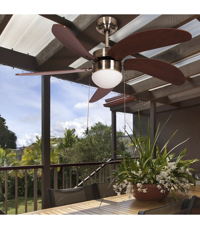 Ventilador de Techo Delfín Niquel 6 Aspas Wengué 1xE27 41x65D