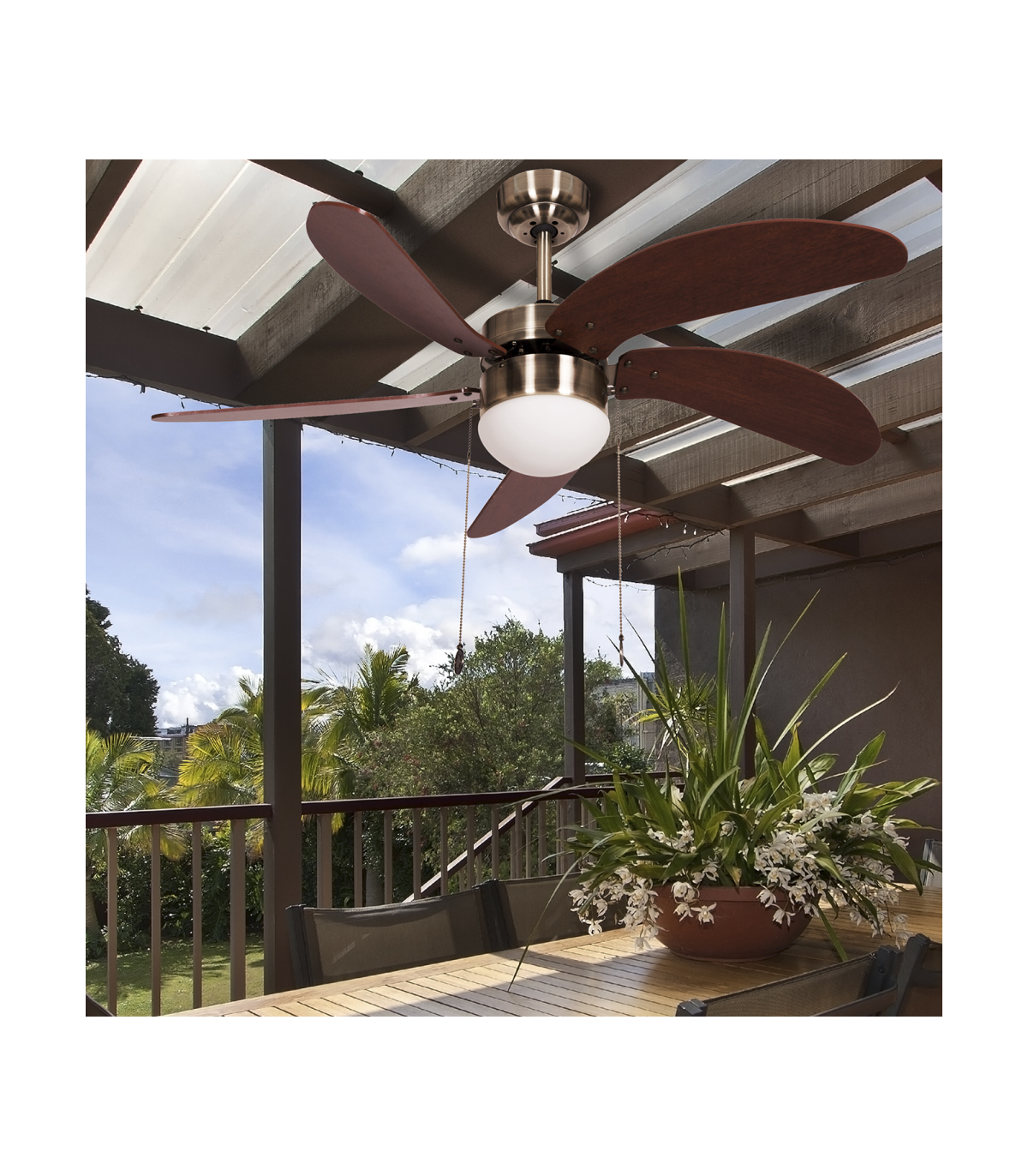Ventilador de Techo Delfín Niquel 6 Aspas Wengué 1xE27 41x65D