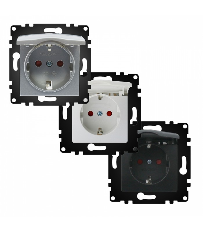 Enchufe Schuko con Tapa Serie PJ 2P+TT 16A