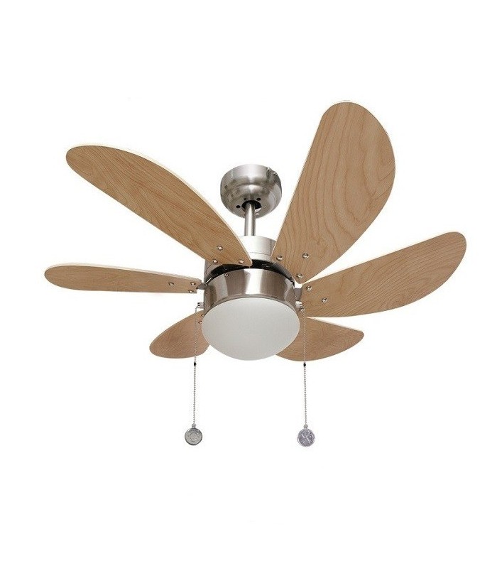 Ventilador de Techo Delfín Niquel 6 Aspas Haya 1xE27 41x65D