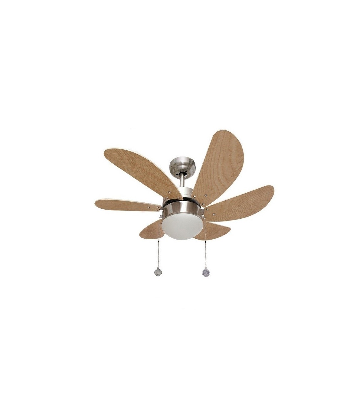 Ventilador de Techo Delfín Niquel 6 Aspas Haya 1xE27 41x65D
