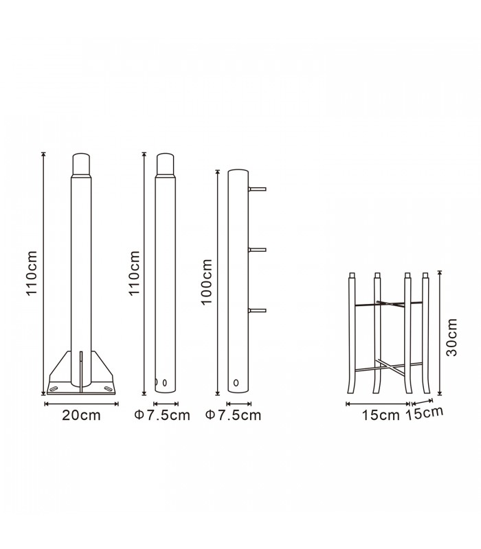 Columna Para Guirnalda LEDME Desmontable Negro 3 Metros