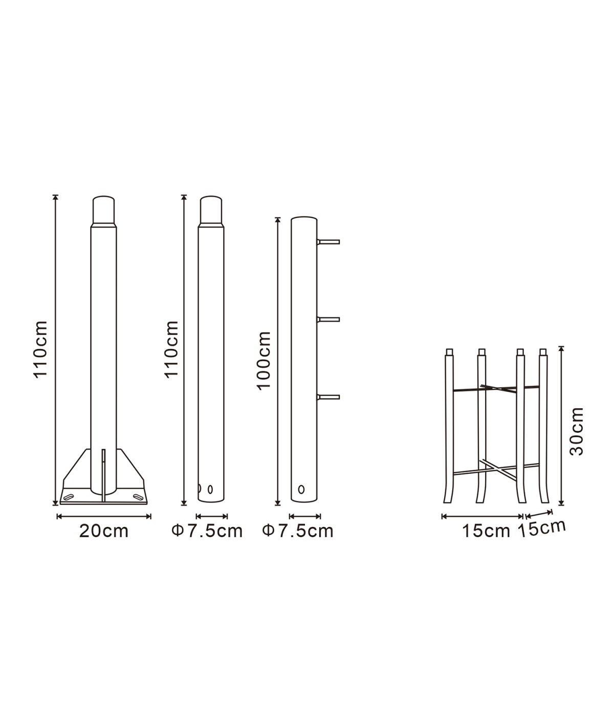 Columna Para Guirnalda LEDME Desmontable Gris 3 Metros