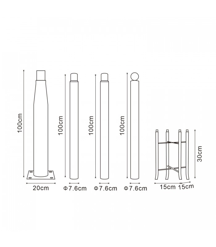 Columna Para Farola LEDME Desmontable Gris 3,7 Metros