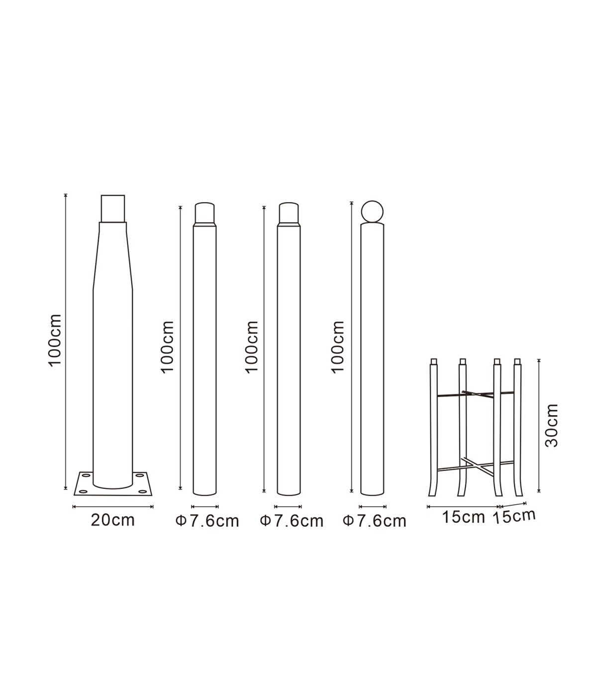 Columna Para Farola LEDME Desmontable Gris 3,7 Metros