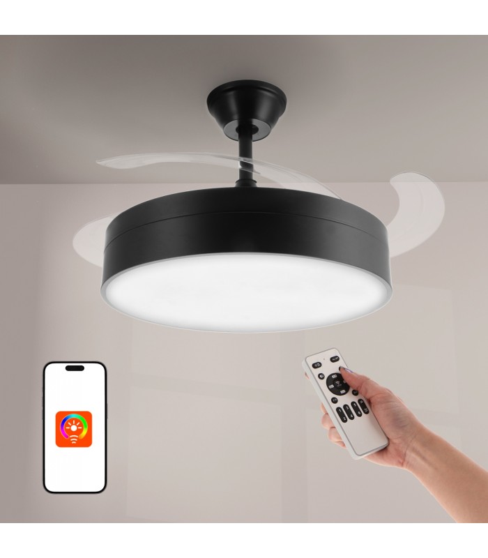 Ventilador de techo Messe APP DC 72W 3360Lm Negro 4 Aspas CCT