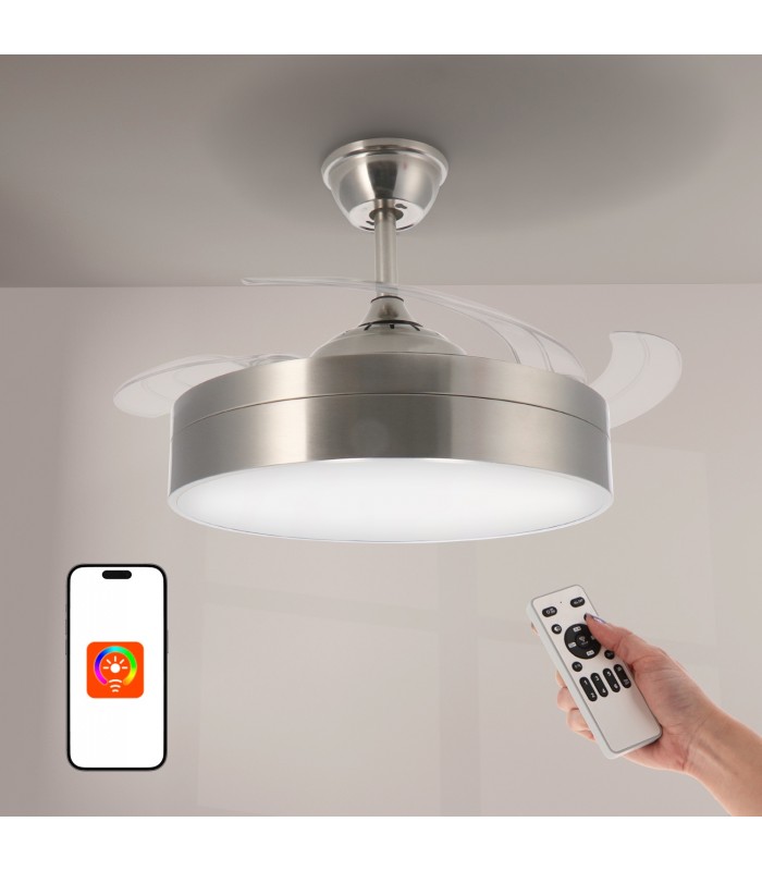 Ventilador de techo Messe APP DC 72W 3360Lm Niquel 4 Aspas CCT