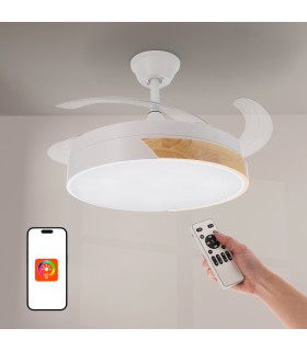 Ventilador de techo Messe APP DC 72W 3360Lm Blanco/Haya 4 Aspas CCT