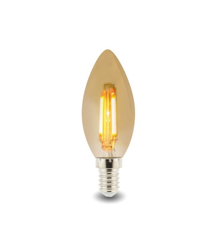 Bombilla Vela LED filamento 4W 400Lm 330º E14 2500K Ambar Serie VINTAGE