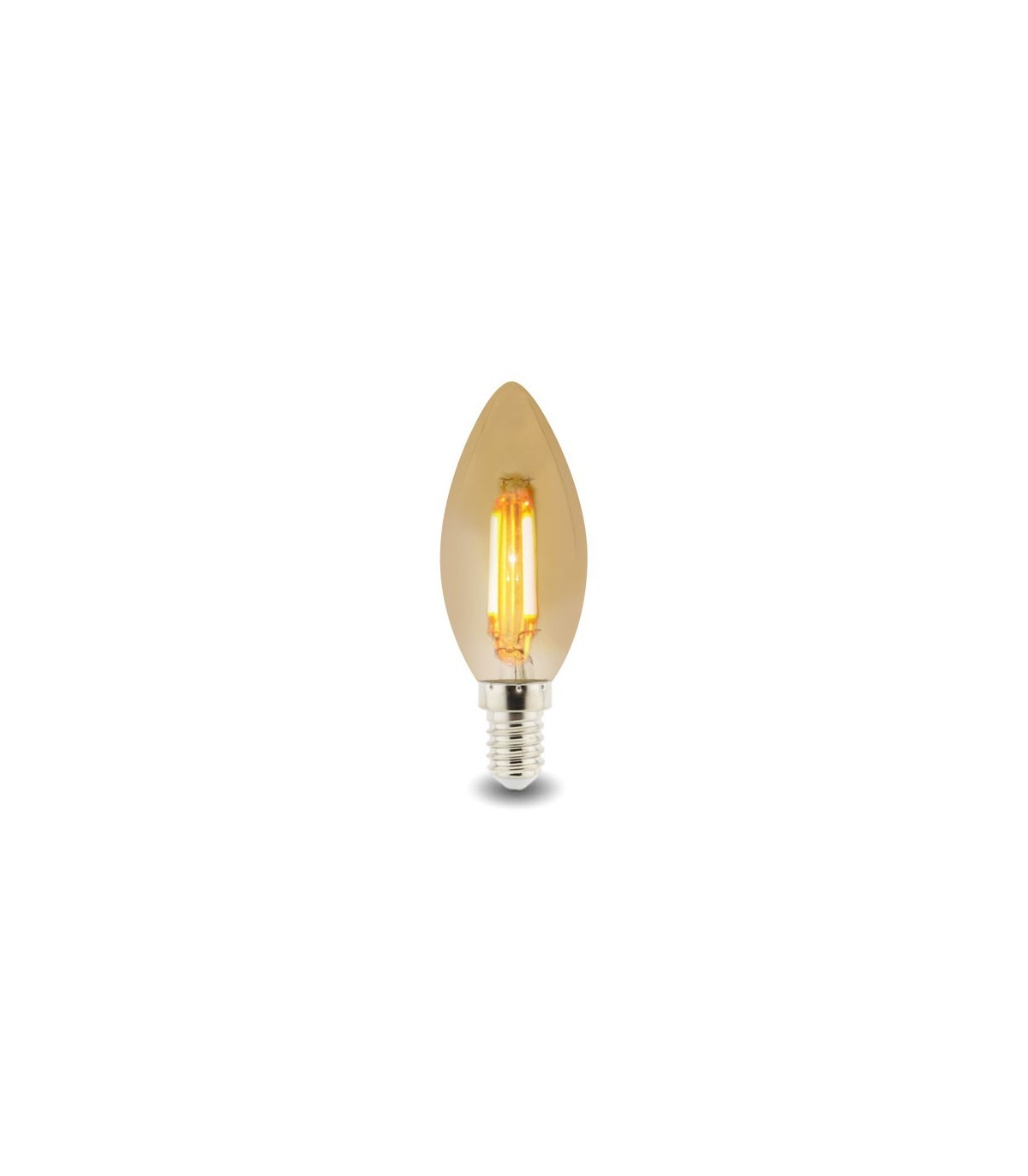 Bombilla Vela LED filamento 4W 400Lm 330º E14 2500K Ambar Serie VINTAGE