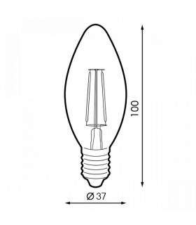 Bombilla Vela LED filamento 4W 400Lm 330º E14 2500K Ambar Serie VINTAGE