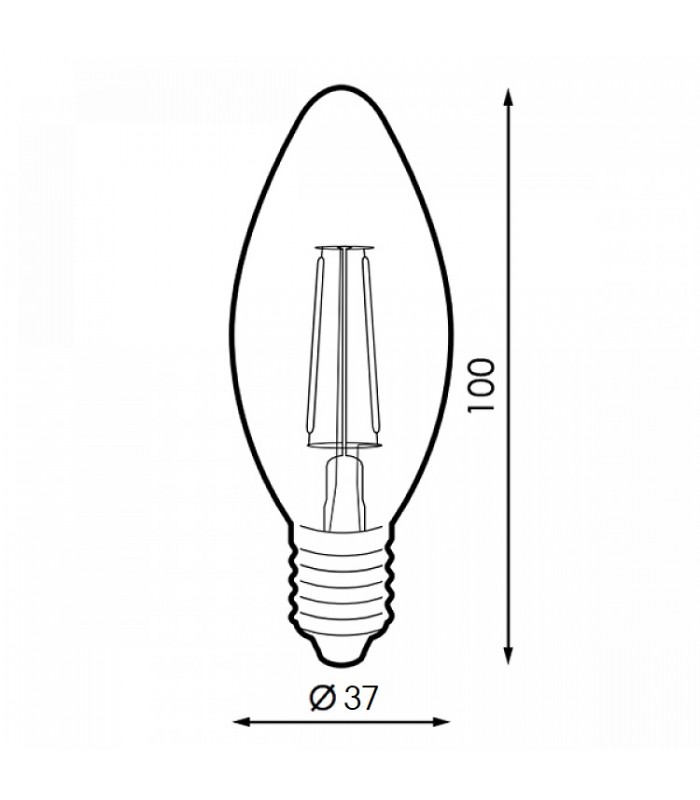 Bombilla Vela Led Filamento LUXTAR 4W 380LM E14 Serie Vintage