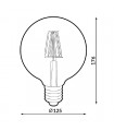 Bombilla LED filamento 6W 500Lm 360º  E27 G125 2500K Ambar Serie VINTAGE