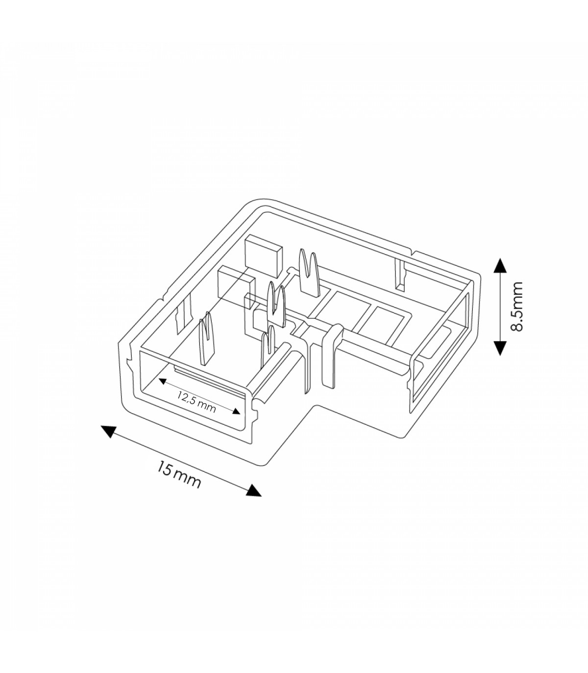 Conector L Para Tira Led Ip68 10Mm Out 8Mm In 2Pin