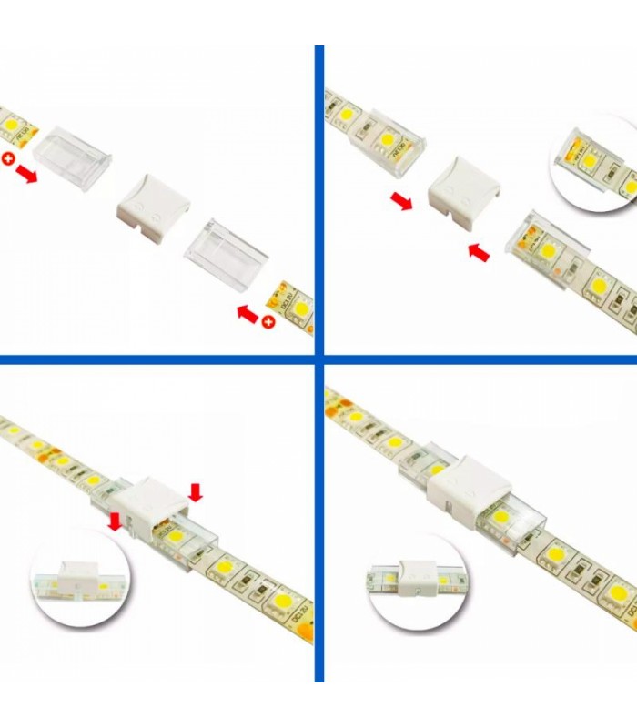 Conector L Para Tira Led Ip68 10Mm Out 8Mm In 2Pin